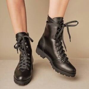BHAVA Vegan Leather Rally Lace Up Combat Moto Boots